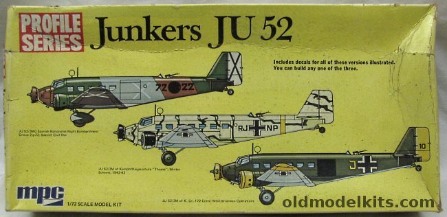 MPC 1/72 Junkers Ju-52 3MG/3M Profile Series - Spanish Civil War / Crete / Winter Luftwaffe, 2-2006 plastic model kit